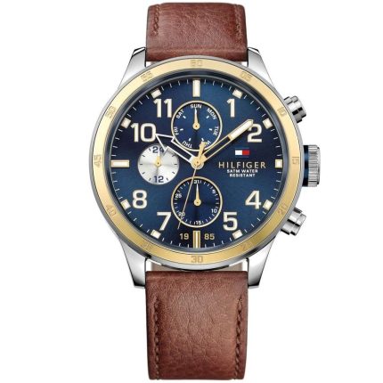 Tommy Hilfiger Trent Men’s Watch - Bold 46mm Blue Dial & Brown Leather | 1791137