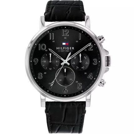 Tommy Hilfiger Daniel Men’s Watch - All Black Dial & Leather Strap | 1710381