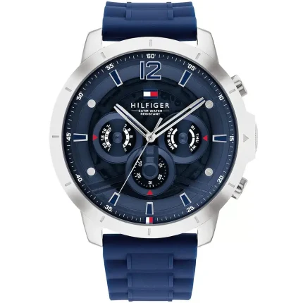 Tommy Hilfiger Luca Men's Watch - Oversized 50mm Blue Dial & Silicone Strap | 1710489