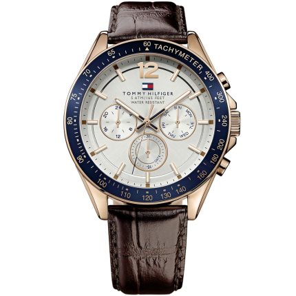 Tommy Hilfiger Luke Men’s Oversized Watch - 47mm White Dial & Brown Leather | 1791118