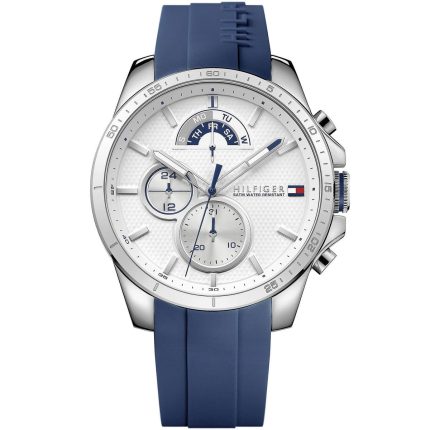 Tommy Hilfiger Decker Men's Watch - White Dial & Navy Blue Silicone Strap | 1791349