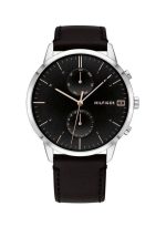 Tommy Hilfiger Hunter Men's Watch - Black Dial & Black Leather Strap | 1710406