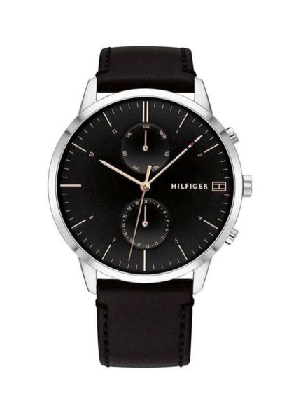 Tommy Hilfiger Hunter Men's Watch - Black Dial & Black Leather Strap | 1710406