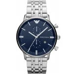 Emporio Armani Men’s Gianni Chronograph - Sunray Blue Dial & Silver Steel | AR80013
