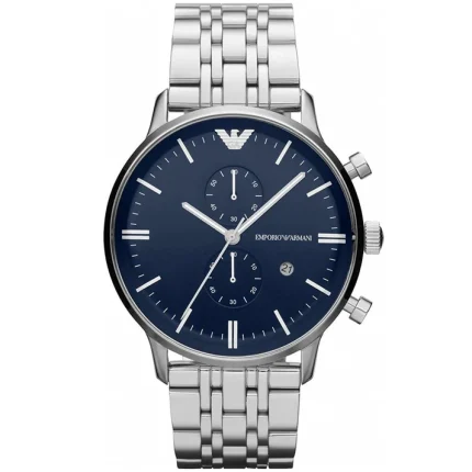 Emporio Armani Men’s Gianni Chronograph - Sunray Blue Dial & Silver Steel | AR80013