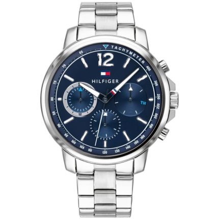 Tommy Hilfiger Landon Men’s Silver Stainless Steel Watch - Blue Dial (1791534)