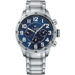 Tommy Hilfiger Trent Men’s Bold Silver Watch - Sunray Blue Dial (1791053)