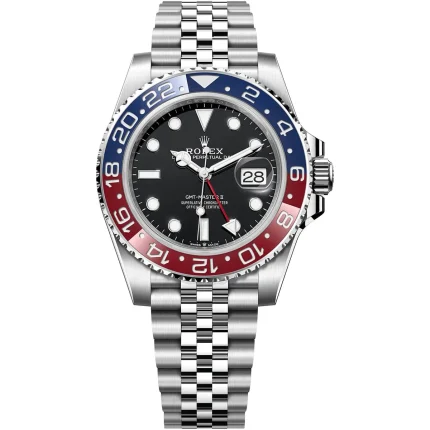 Rolex GMT-Master II Men’s Swiss Automatic Replica – Black Dial & Silver Steel (40mm)