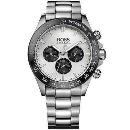 Hugo Boss Ikon Men’s Chronograph – Full Silver Steel & Tachymeter (44mm)