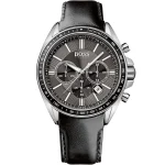 Hugo Boss Driver Men’s Chronograph – Black Dial & Perforated Racing Leather (44mm)