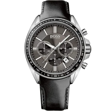 Hugo Boss Driver Men’s Chronograph – Black Dial & Perforated Racing Leather (44mm)
