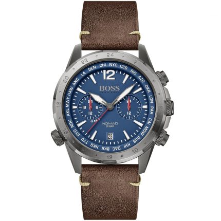 Hugo Boss Nomad Men’s Chronograph – Blue Dial & Brown Leather (44mm)