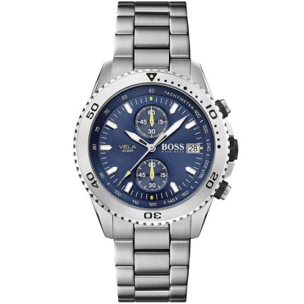 Hugo Boss Vela Men’s Chronograph – Deep Blue Dial & Silver Steel (45mm)