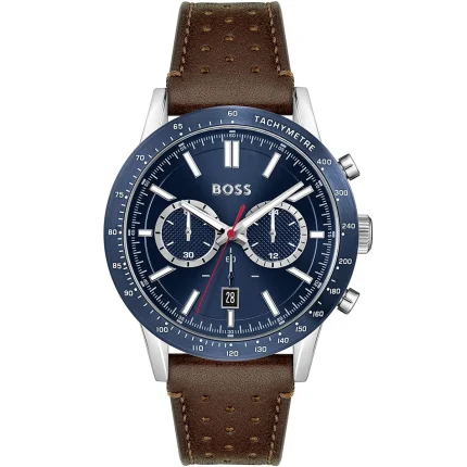 Hugo Boss Allure Men’s Chronograph – Blue Dial & Brown Leather (44mm)