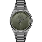 Hugo Boss Steer Men’s Chronograph – Green Dial & Gunmetal Gray Steel (46mm)