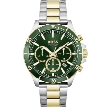 Hugo Boss Troper Men’s Chronograph – Green Dial & Two-Tone Gold/Silver (45mm)