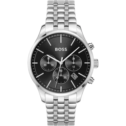 Hugo Boss Avery Men’s Chronograph – Black Dial & Silver Steel (42mm)
