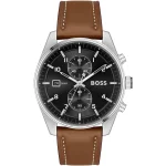 Hugo Boss Skytraveller Men’s Chronograph – Black Dial & Brown Leather (44mm)