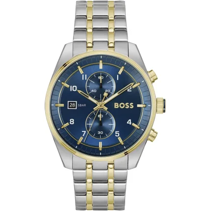 Hugo Boss Skytraveller Men’s Chronograph – Blue Dial & Two-Tone Steel (44mm)
