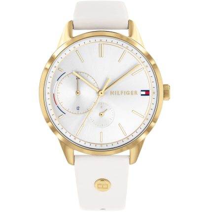 Tommy Hilfiger Brooke Women’s Designer Watch - White Leather & Gold-Tone (1782018)