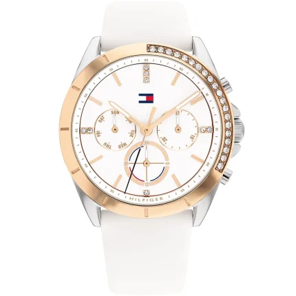 Tommy Hilfiger Kennedy Women’s Sport-Luxury Watch - White Silicone & Multi-Dial (1782388)