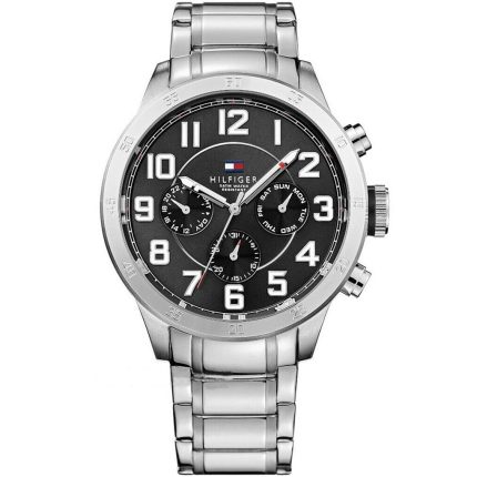 Tommy Hilfiger Trent Men’s Heavyweight Silver Watch - Jet Black Dial (1791054)