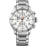 Tommy Hilfiger Trent Men’s Heavyweight Silver Watch - White Dial (1791140)
