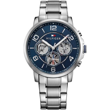 Tommy Hilfiger Keagen Men’s Silver Stainless Steel Watch - Navy Blue Dial (1791293)