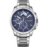 Tommy Hilfiger Decker Men’s Silver Stainless Steel Watch - Navy Blue Dial (1791348)
