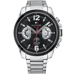 Tommy Hilfiger Decker Men’s Silver Stainless Steel Sport Watch - Black Dial (1791472)