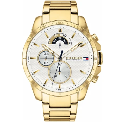 Tommy Hilfiger Decker Men’s Luxury Watch - Gold Steel & White Dial | 1791538