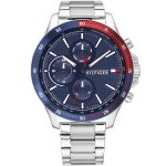 Tommy Hilfiger Bank Men’s Silver Stainless Steel Watch - Deep Blue Dial (1791718)