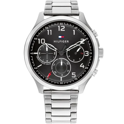 Tommy Hilfiger Asher Men’s Silver Stainless Steel Watch - Black Dial (1791852)