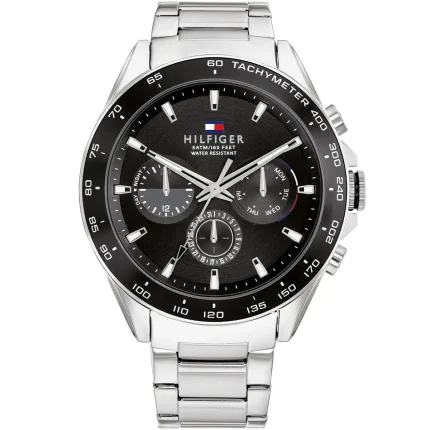 Tommy Hilfiger Owen Men’s Silver Watch - Black Chronograph Dial (1791967)