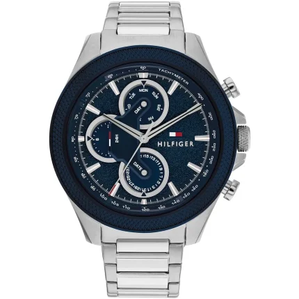 Tommy Hilfiger Clark Men’s Bold Silver Watch - Sunray Blue Dial (1792080)