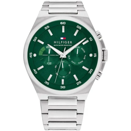 Tommy Hilfiger Dexter Men’s Silver Watch - Emerald Green Dial (1792088)