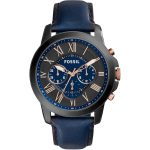 Fossil Grant Men’s Chronograph Watch - Navy Blue Dial & Blue Leather | FS5061