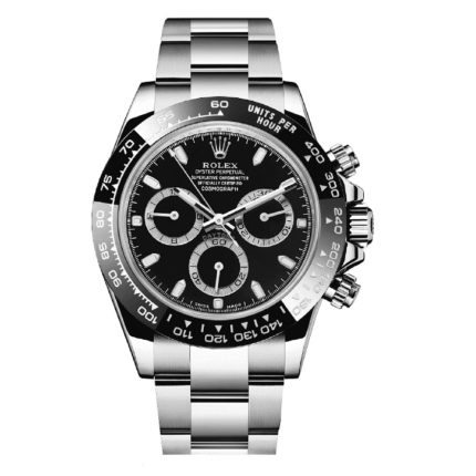 Rolex Cosmograph Daytona Replica– Black Dial & Silver Steel (40mm)
