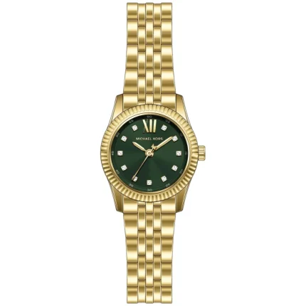 Michael Kors Ladies’ Lexington Petite – Emerald Green Dial & Gold Steel (26mm)