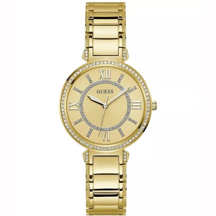 Guess Ladies’ GW0588L1 – Gold Guilloché Dial & Crystal Bezel (36mm)