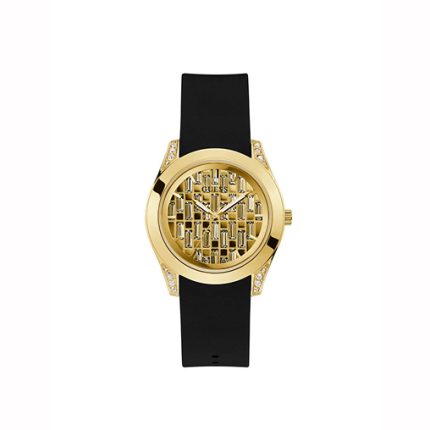 Guess Ladies’ GW0109L1 – Gold Dial & Black Silicone Strap (39mm)