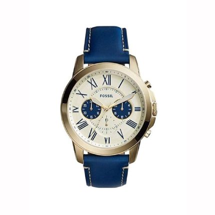 Fossil Grant Men’s Chronograph Watch - Cream Dial & Navy Blue Leather | FS5271
