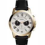 Fossil Grant Men’s Chronograph Watch - Off-White Dial & Black Ion-Plated Steel | FS5272