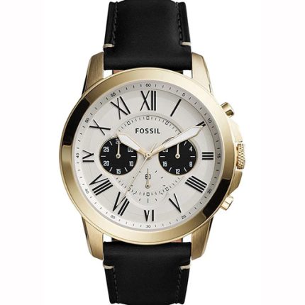 Fossil Grant Men’s Chronograph Watch - Off-White Dial & Black Ion-Plated Steel | FS5272