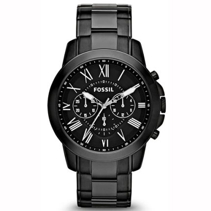Fossil Grant Men’s All-Black Chronograph - Roman Numerals & Black Steel | FS4832