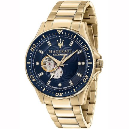 Maserati Sfida Men’s Automatic – Blue Dial & Gold Stainless Steel (44mm)