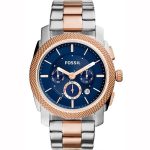 Fossil Machine Men’s Two-Tone Chronograph - Blue Dial & Rose Gold Steel | FS5037