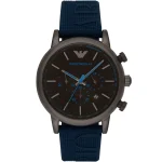 Emporio Armani Men’s Luigi Chronograph - Black Dial & Deep Blue Silicone | AR11023