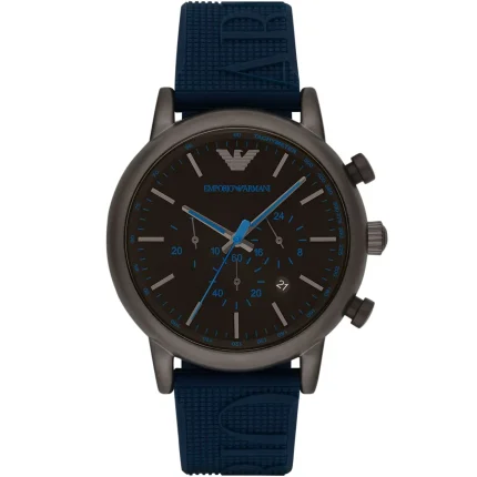 Emporio Armani Men’s Luigi Chronograph - Black Dial & Deep Blue Silicone | AR11023