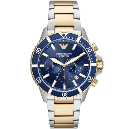 Emporio Armani Men’s Two-Tone Diver - Royal Blue Dial & Gold Accents | AR11362